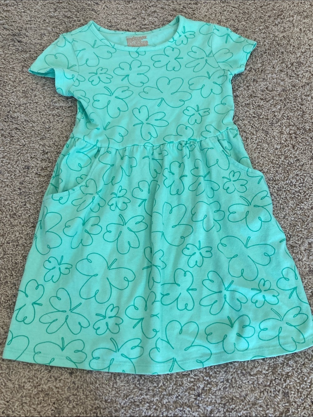 Cat & Jack Mint Green Shamrock Pocket Dress